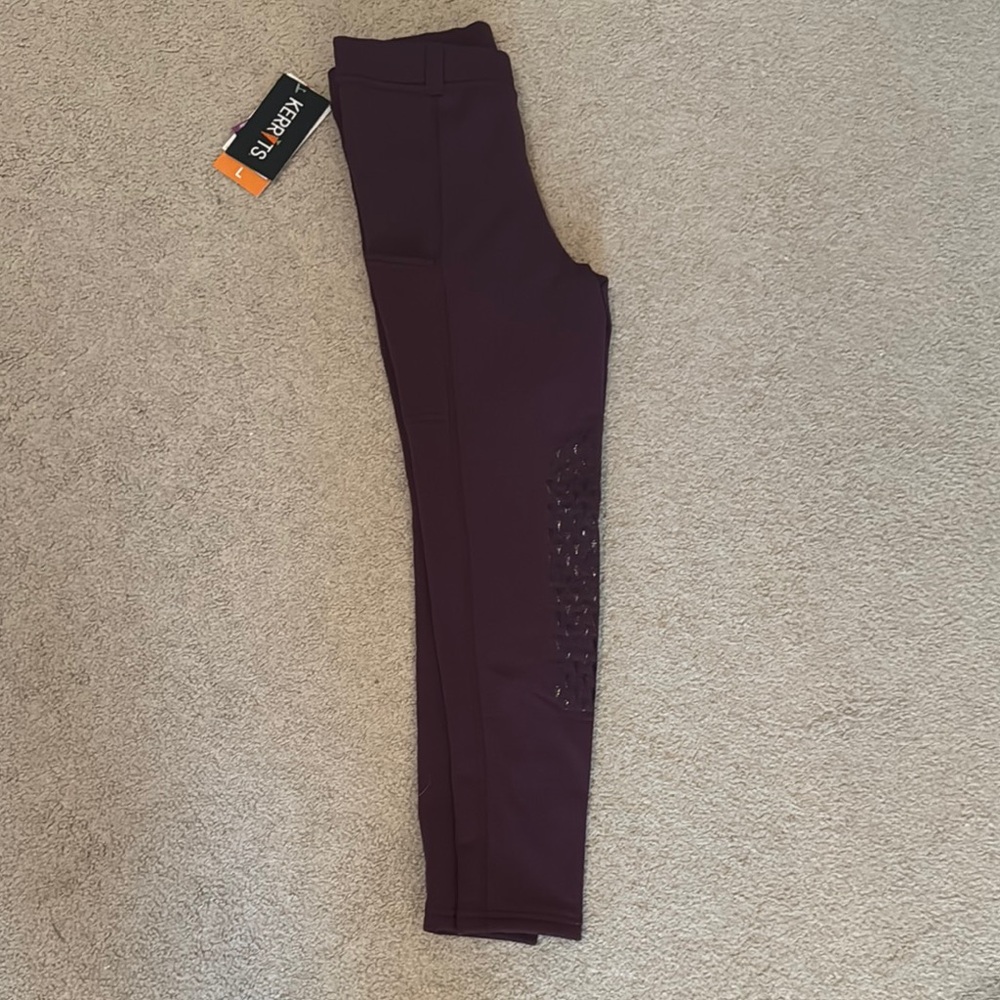 Kids power stretch knee patch pocket riding tights